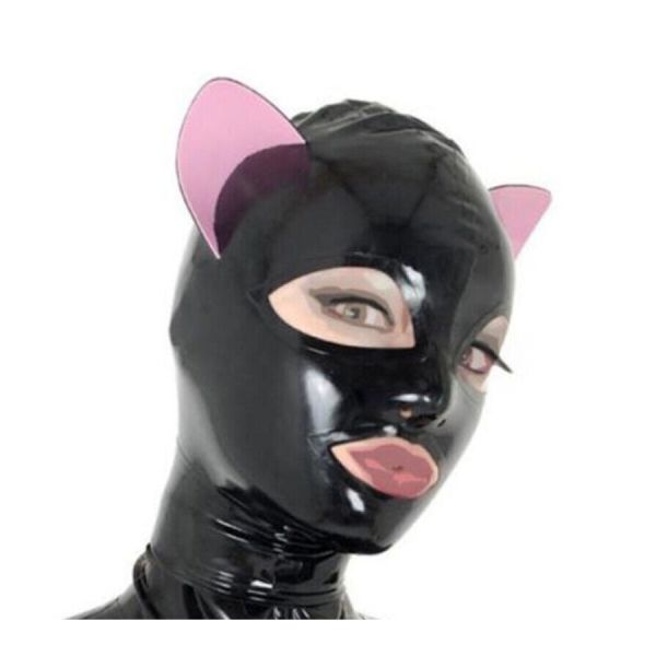 LateXcite Latexmaske Cagoule Katzenfetisch schwarz