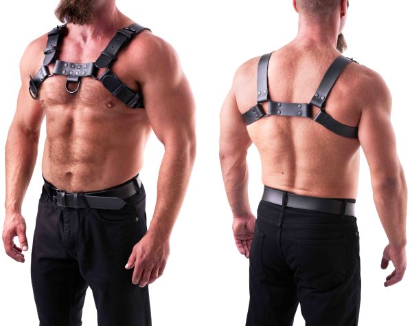 Saxos Brust Harness mit Schnallen in Schwarz 1