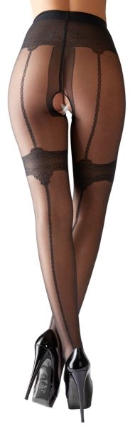 Cottelli Legwear Strumpfhose ouvert eingewebtes Strumpfband