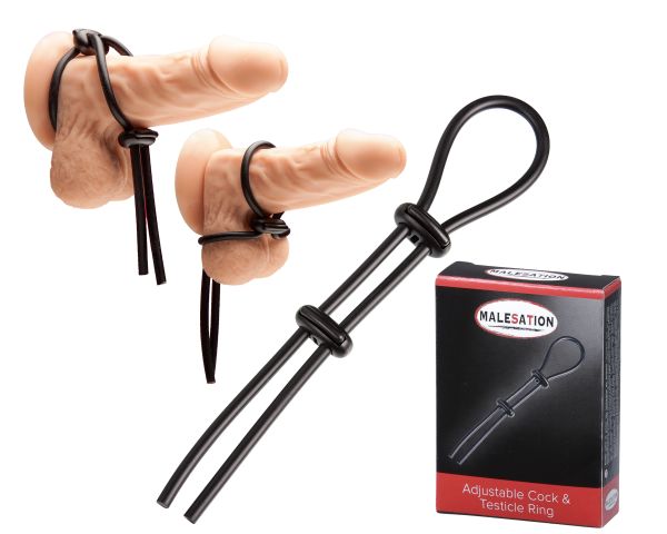 Malesation Adjustable Cock & Testicle Ring verstellbarer Penisring und Hodenring in Schwarz 1