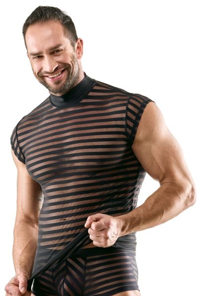 Svenjoyment Shirt im transparenten Streifenlook in Schwarz 1