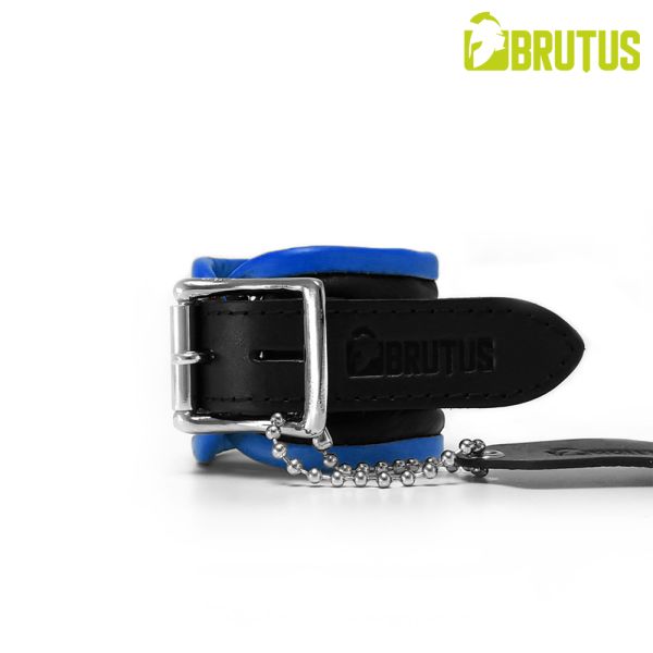 Brutus Leather Wrist Restraints Schwarz/Blau Lederhandfesseln