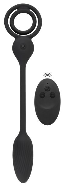 Rebel Cock and Ball Ring with a RC Butt Plug Penisring mit Analplug Schwarz