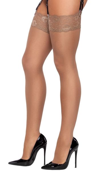 Cottelli Legwear elegante seidige Straps-Strümpfe beige