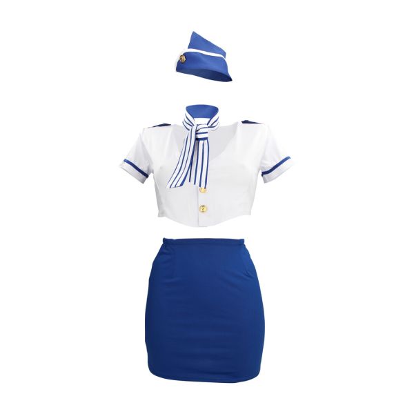 S-Line Stewardess Kostüm Größe S/M in Blau und Weiß 1