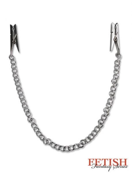 Silver-colored nipple clamps