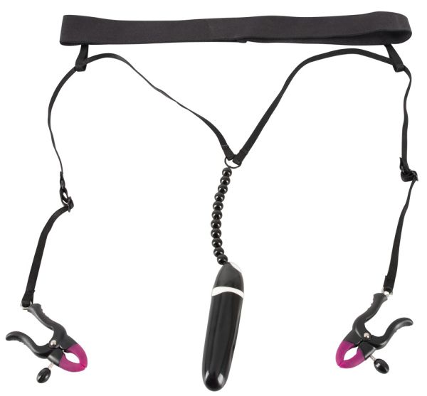 Bad Kitty Spreizstring mit Klemmen und Minivibrator 1
