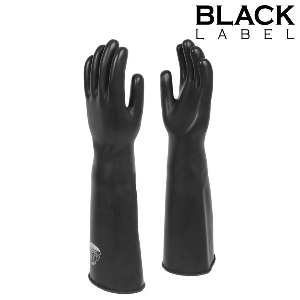 Black Label Thick Industrial Latexhandschuhe Schwarz