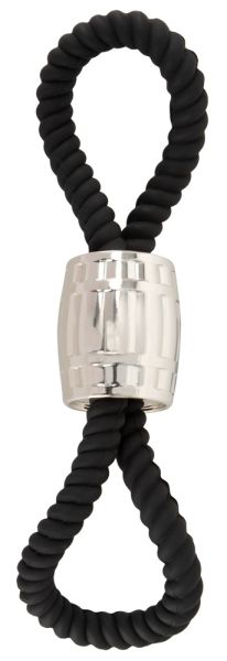 Rebel Heavy Rope Cock Strap with two Loops Penisschlaufe Schwarz