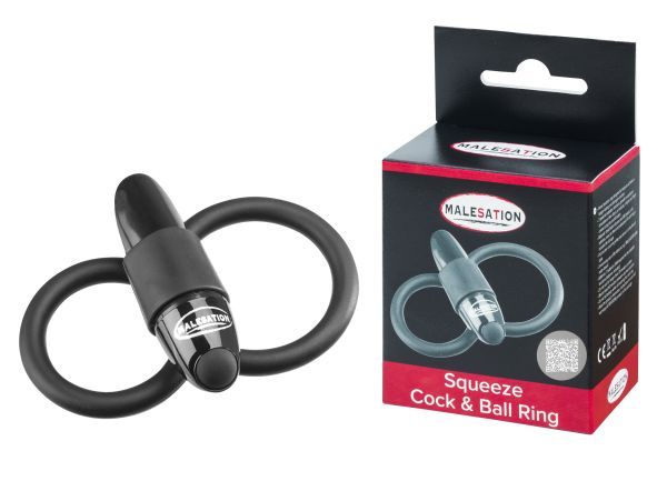 Malesation Squeeze Cock & Ball Ring Penisring und Hodenring mit Vibration in Schwarz 1