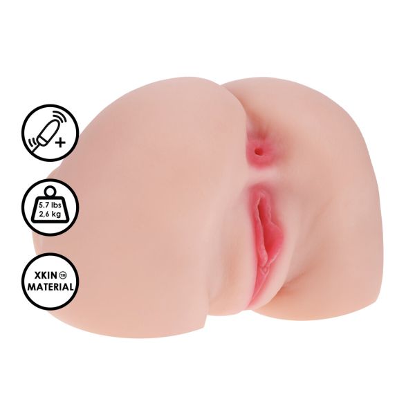 Xkin Bodyforms Mia Hart Dual Entry Masturbator mit Vibration in Hautfarben 1