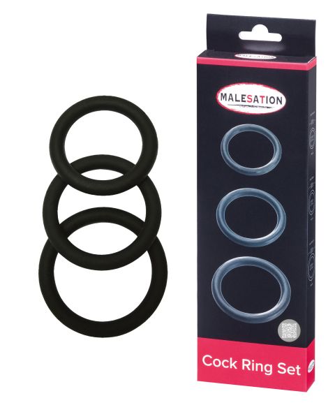 Malesation Cock Ring Set drei Penisringe in Schwarz 1