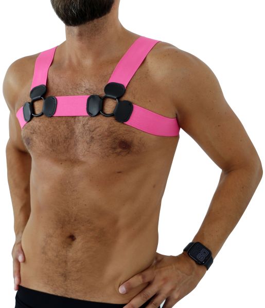 Saxos Brust Harness mit Ringen in Pink 1