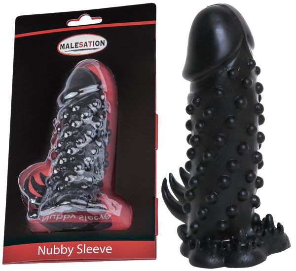Malesation Nubby Sleeve Penishülle mit Noppen in Schwarz 1