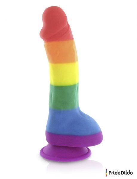 Pride - Silikon Regenbogen Dildo mit Hoden
