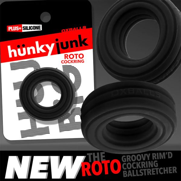 Hünkyjunk Roto Grooved Cockring Schwarz