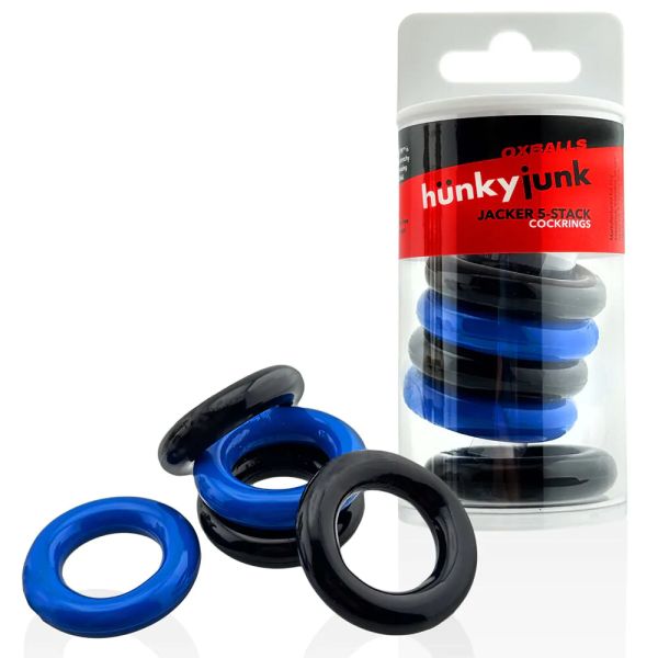 Hünkyjunk Jacker 5er Cockring-Set Blau/Schwarz