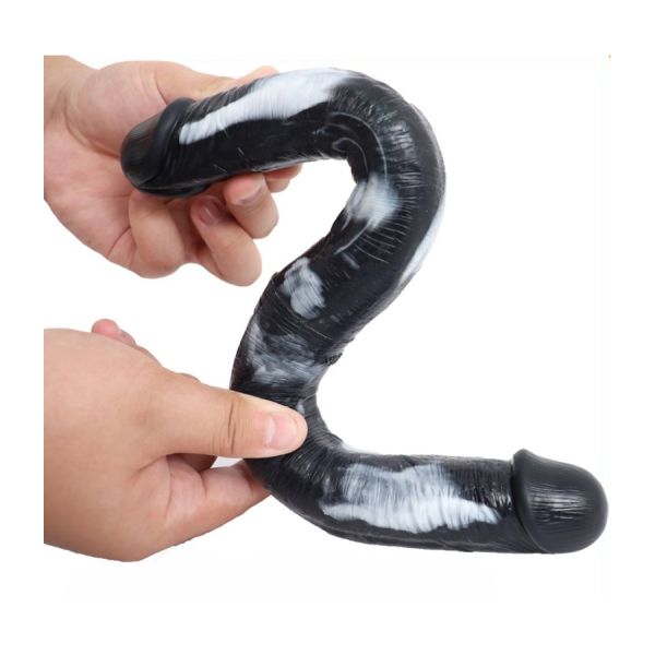 DoublePlayz Luuk Doppel-Dildo Schwarz-Weiß