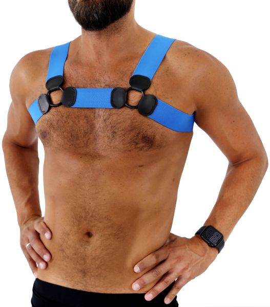 Saxos Brust Harness mit Ringen in Blau 1