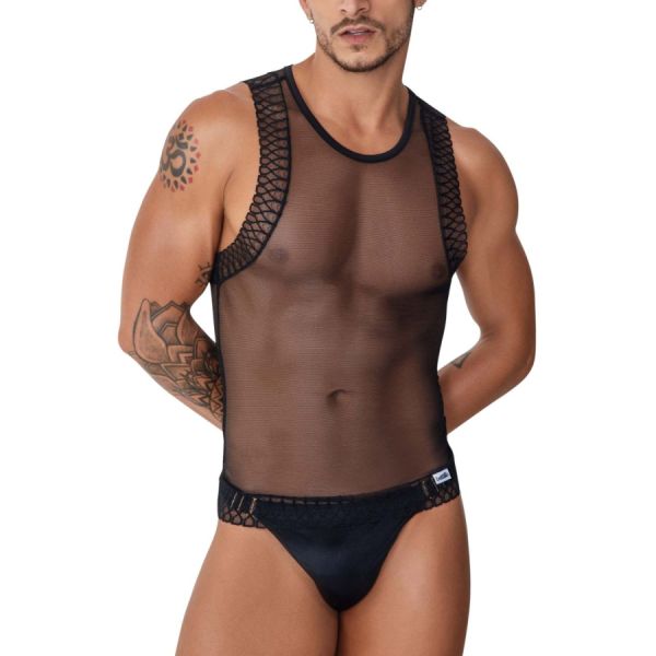 CandyMan Transparentes Tanktop aus Mesh BASTET Schwarz