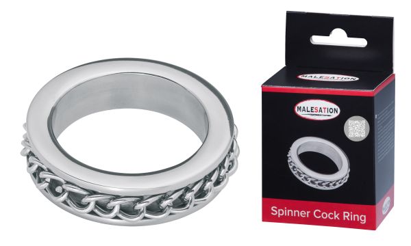 Malesation Spinner Cock Ring Penisring mit Gliederkette in Silber 1