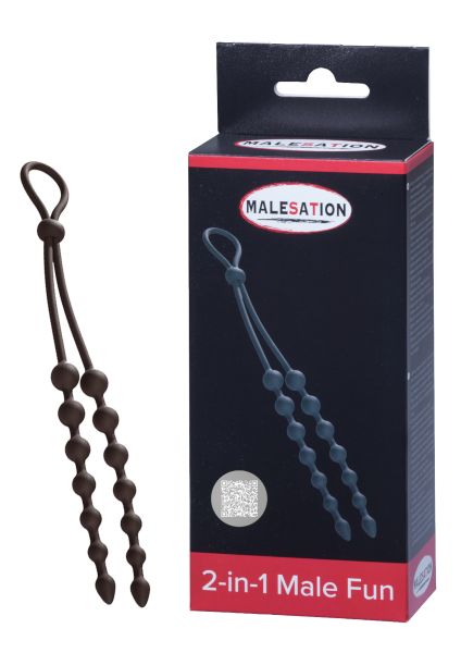 Malesation 2 in 1 Male Fun verstellbarer Penisring mit doppelter Analkette in Schwarz 1