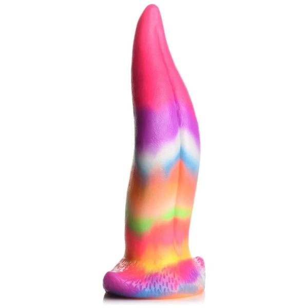 XR Brands Unicorn Tongue - Glow in the Dark - Silicone Dildo - Rainbow