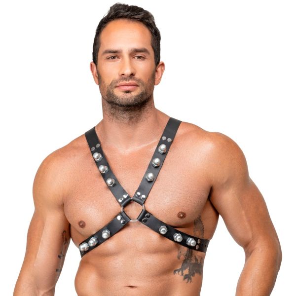 Brustharness aus Leder – Fetisch Harness mit Metallringen