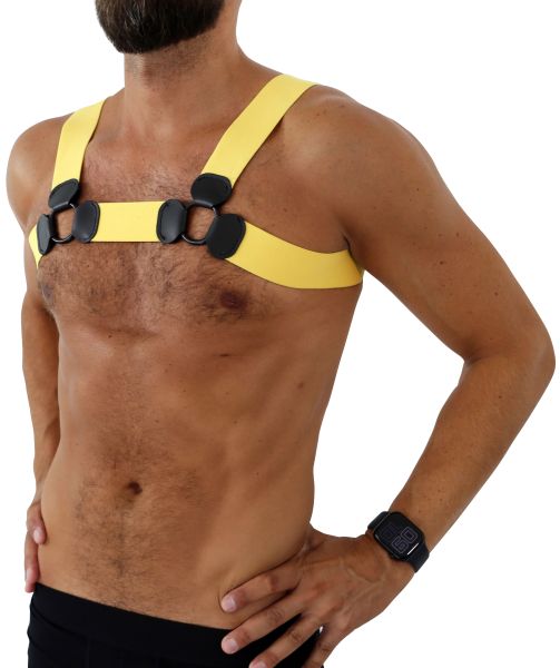 Saxos Brust Harness mit Ringen in Gelb 1