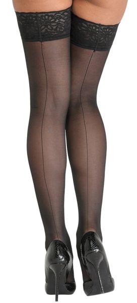 Cottelli Legwear Halterlose Strümpfe mit Naht schwarz