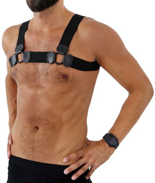 Saxos Brust Harness mit Ringen in Schwarz 1