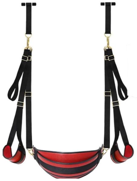 BDSMaster Swing Door Türschaukel in Schwarz und Rot 1