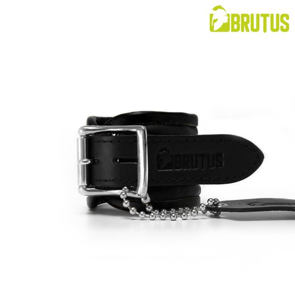 Brutus Leather Wrist Restraints Schwarz/Schwarz Lederhandfesseln